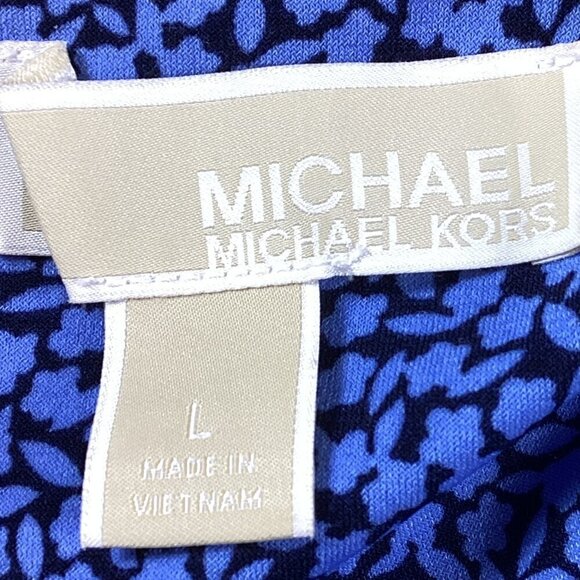 Michael Kors Blue Ditzy Floral Print Wide Leg Sleeveless Jumpsuit Sz L #49M - Picture 10 of 13